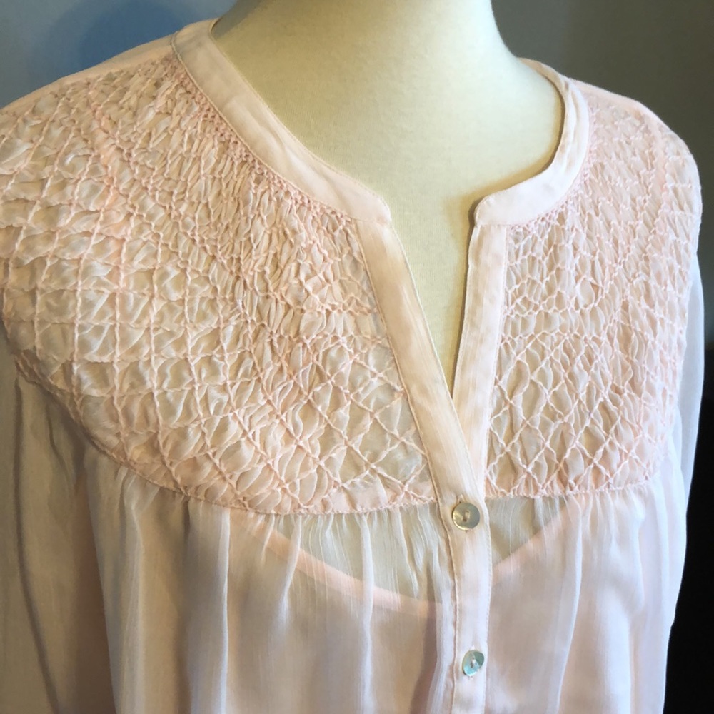 COPY - Lucky Brand Smocked Yoke Peasant Blouse - Picture 5 of 13